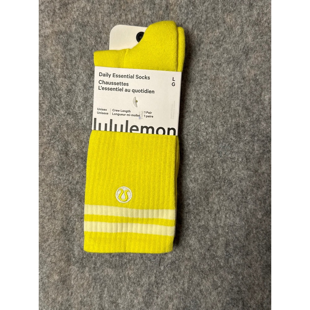 lululemon Daily Essential Socks Unisex Large Dapple Glow Yellow Crew NWT